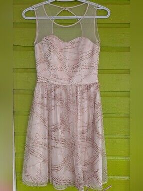 le chateau champagne Blush Sparkly Dress Keyhole Made In Canada Xxs